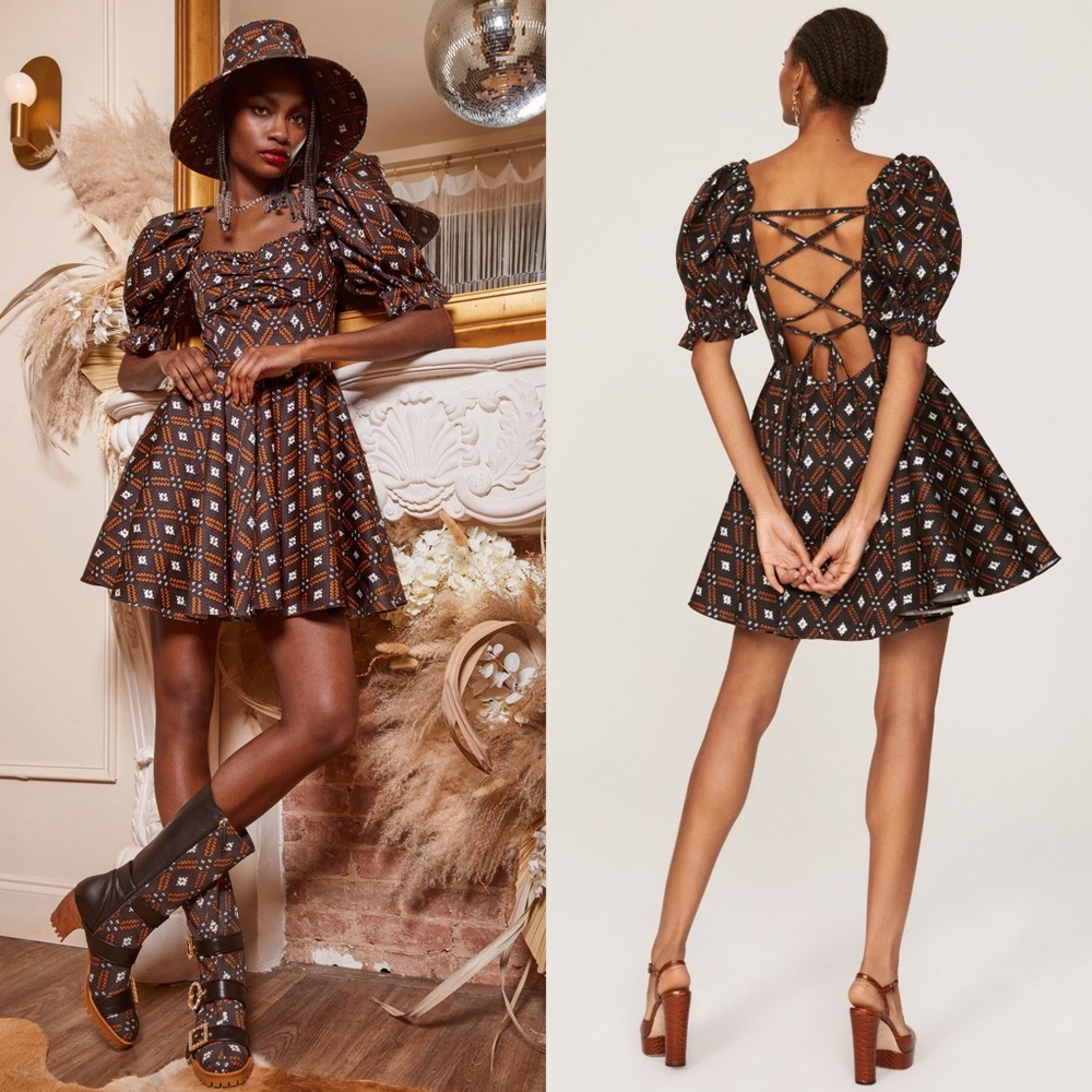AUTUMN ADEIGBO African Print Sweetheart Corset Back Soft Girl‎ Coquette Dress 4